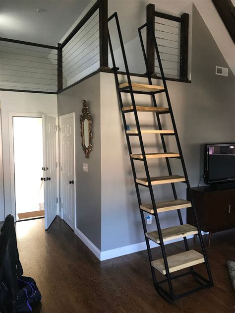 tiny house metal rail ladder|tiny house ladder for loft.